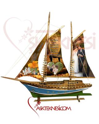 Resim & İsim Baskılı Yelkenli Gemi ( 50 cm )
